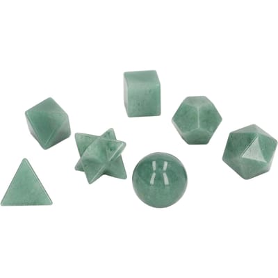 7 Pièces Cristaux Chakra Exquis Pierres de Cristal Géométriques Kit de Cristaux de Guérison des Chakras pour la Méditation vert