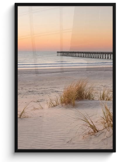 Poster in lijst - Fotolijst 80x120 cm - Posters - Pier - Zonsondergang - Strand - Posterlijst zwart - Decoratie - Wanddecoratie woonkamer - Muurdecoratie slaapkamer
