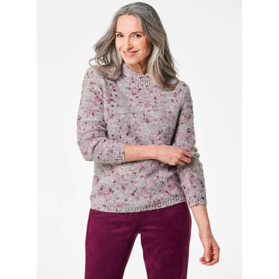 Pullover in bouclé-look - grijs / roze / gedess. - Gr. 50 van Goldner Fashion