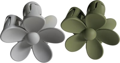 Arty’s Bloemvormige Haarklem – ArmyGreen en Grijs – Set van 2 – Haarclip – Haaraccessoires – Vrouwen en Meisjes – Geschikt voor alle haartypen – 7,3 cm – Stijlvol