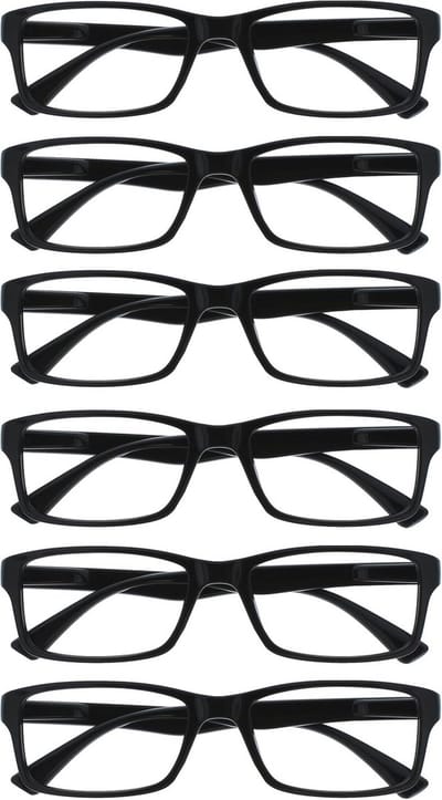 Leesbrillen Set - Leesglazen Brillenglazen - Dagelijks Gebruik - Krasbestendige Glazen - 6 Stuks - Zwart