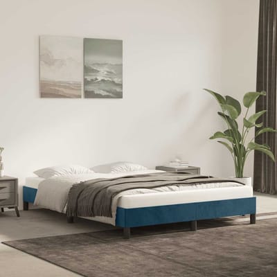 vidaXL - Bedframe - zonder - matras - 140x190 - cm - fluweel - donkerblauw