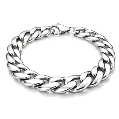 Stalen heren armband LGT JWLS Gourmet schakel Zilverkleurig 11mm-23cm