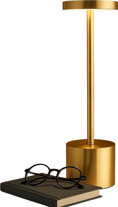 Lomera Tafellamp Dimbaar - Touchlamp - Usb Oplaadbaar - Draadloze Tafellamp - Nachtlamp Slaapkamer - Warm Wit Licht - Koud Wit Licht - 3 Kleur Modes - Metalen Tafellamp - Oplaadbare Batterij - Gouden Tafellamp - Compacte Tafellamp
