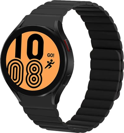 Strap-it Magnetisch siliconen bandje - speciaal geschikt voor Samsung Galaxy Watch 7 (40 & 44mm) / Galaxy Watch 6 (Classic) / Galaxy Watch 5 / 5 Pro / Watch 4 / 4 Classic / Watch FE - bandje met magneet voor Galaxy Watch 4-5-6 - zwart