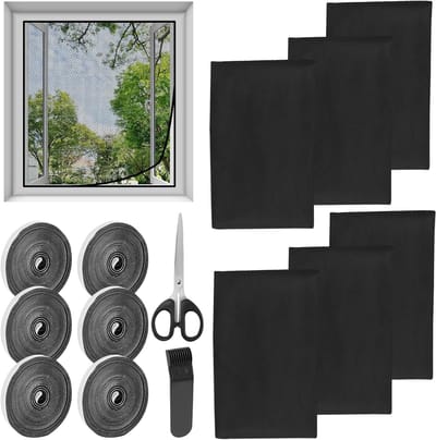 Insectenscherm voor ramen, 130 x 150 cm, zelfklevend, pack van 6, eenvoudig te installeren, bescherming tegen muggen en insecten