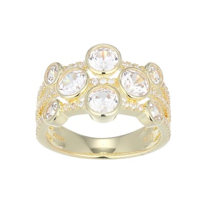 Cavill - Zilveren Ring - 925 Sterling Zilver Verguld - 65 Nigeriaanse Zirkonia's Rondgeslepen 2,235 ct - Brede Moderne Ring 22mm
