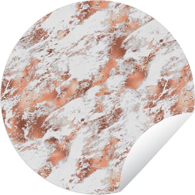 Tuincirkel Marmer - Wit - Rose gold - 60x60 cm - Ronde Tuinposter - Buiten