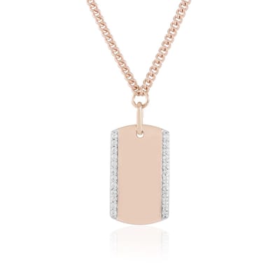 Cavill - Zilveren Halsketting Roségoud Verguld - 24 Cambodjaanse Zirkonen Rond 0,432 ct - Elegante Ketting Met Hanger 60 cm - Dames Zilveren Sieraden