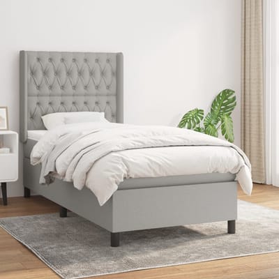 vidaXL - Boxspring - met - matras - stof - lichtgrijs - 90x190 - cm