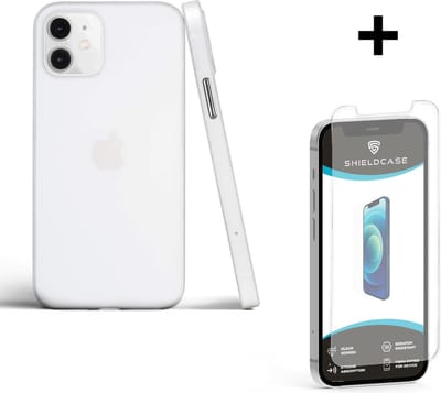 ShieldCase Extreem dun geschikt voor Apple iPhone 12 Mini hoesje - 5.4 inch - transparant + glazen Screen Protector - Ultra dun hoesje - Super dunne case - Dun hoesje doorzichtig - Transparant hoesje - Transparante case doorzichtig + glas