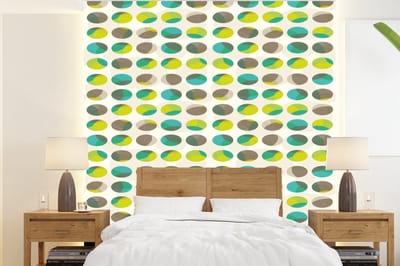 Behang - Fotobehang Cirkel - Groen - Patroon - Breedte 220 cm x hoogte 240 cm