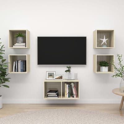 vidaXL - 5-delige - Tv-meubelset - bewerkt - hout - sonoma - eikenkleurig