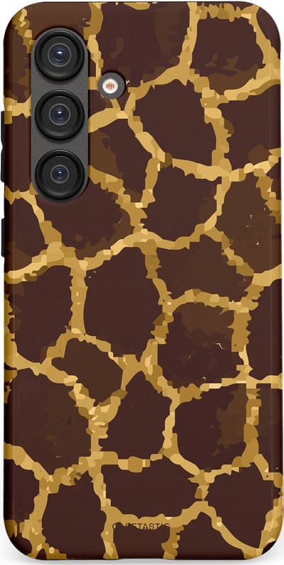 Casetastic hoesje geschikt voor Samsung Galaxy S25 - Dubbellaagse bescherming - Afrikaanse Giraffenprint - Fashion Case - Zwart Bruin Goud Olijfgroen