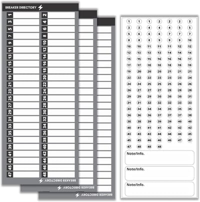 Schakelaars Labels - Zekering Stickers - Groepen Markeren - Sterke Lijm - 48 Ingangen - Grijs
