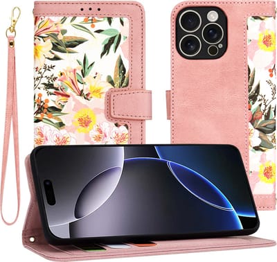 Hoesje geschikt voor Apple iPhone 16 Pro Max - Techsuit FlipCraft Book Wallet Case met koord - Sweetheart Pink