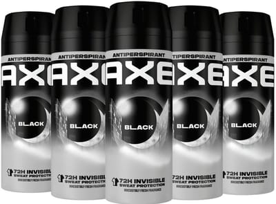Axe Deo Spray Black 72H Dry - Voordeelverpakking 5 x 150 ml - 72H Anti Perspirant - Anti Sweat