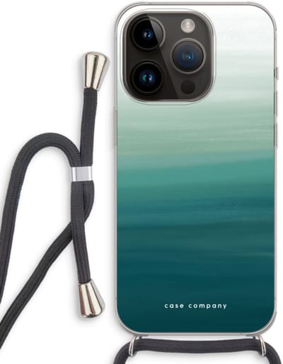 Case Company® - Hoesje met koord geschikt voor iPhone 14 Pro hoesje met Koord - Ocean - Telefoonhoesje met Zwart Koord - Bescherming aan alle Kanten en Over de Schermrand