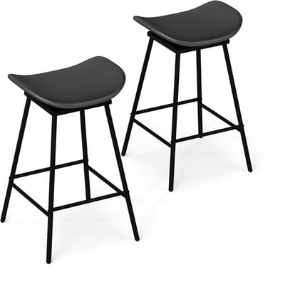 COSTWAY Barkruk, set van 2, baliekruk, 360 graden draaibaar, zithoogte 71,5 cm, houten kruk met voetensteun, bistrokruk gevoerd, keukenkruk, modern (zwart)