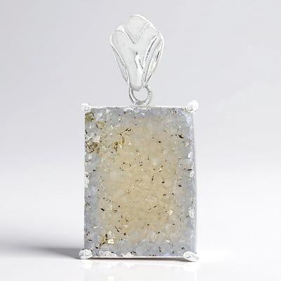 Cavill - Zilveren Hanger - 925 Sterling Zilver - Glitter Agaat 20,13 ct - Rechthoekige Antiek Cabochon - Elegant Dames Sieraad uit Brazilië