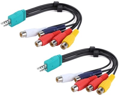 2-delige Videokabel voor LCD TV, Component Signaal Kabel 3.5mm + 2.5mm naar 5 Video Dubbel Eind AV Kabel met 3D Functie voor Optimaal Beeld en Geluid