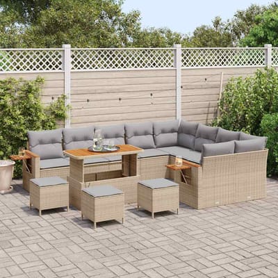vidaXL - Tuinbank - Set - 14 - st - 10-Aantal - zitplaatsen - Beige - en - Lichtgrijs