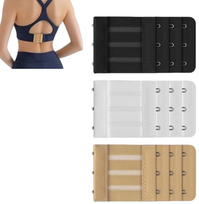3-delige set - BH-verlenger - Ademend en verstelbaar - Elastisch - Ondergoedaccessoire - Geschikt voor dagelijks gebruik - Zwart, wit en beige 10 cm