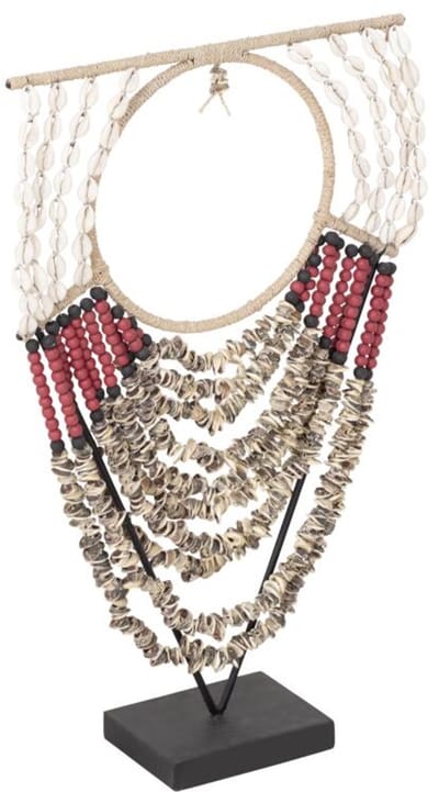 MUST Living Statue Havana,50x30x10 cm, wooden pearl necklage with natural - black - red beads