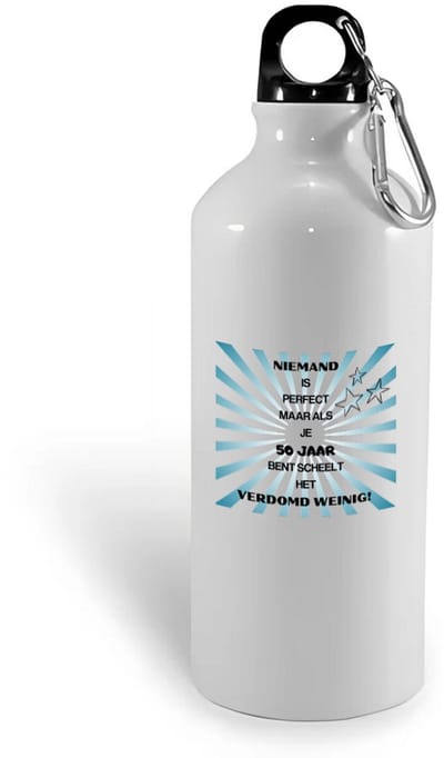 Hacebo® - 50 jaar Sarah en Abraham cadeau - waterfles - Hoera 50 jaar - met opdruk - hoera 50 jaar - Jubileum man en vrouw - Jarig - Grappige tekst - water fles - 400ML