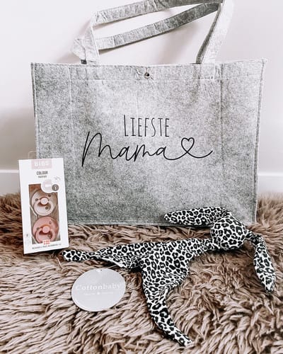 Kleine Frum - Liefste mama - Shopper - Moederdag - tas - cadeau - grijs