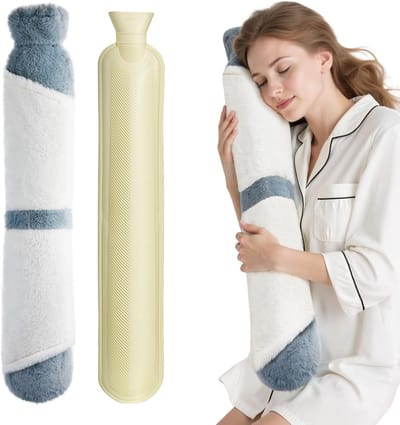 Lange Warmwaterkruik 2 Liter met Zachte Antislip Overtrek - Ideaal als Kruik voor Comfort en Warmte