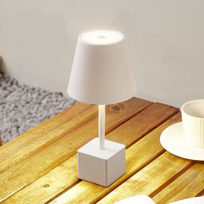 Lindby - Terraslampen- met dimmer - 1licht - Metaal, kunststof - H: 25 cm - wit - Inclusief lichtbron