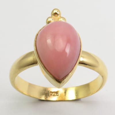 Natuursieraad -  925 sterling zilver roze opaal ring maat 16.50 mm - Goud verguld