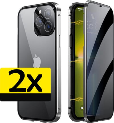 Hoesje Geschikt voor iPhone 12 Pro Max Hoesje Magnetische Adsorptie Back Case - Hoes Geschikt voor iPhone 12 Pro Max Hoesje Met Magnetische Connectie - Zilver - 2 Stuks