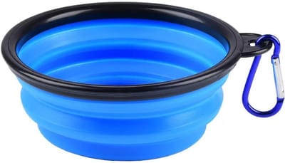 EXCITAT Kom - Reiskom - Opvouwbaar - Ophanggesp - Geschikt voor water, hondenvoer, kattenvoer en snacks - 350 ml - Blauw
