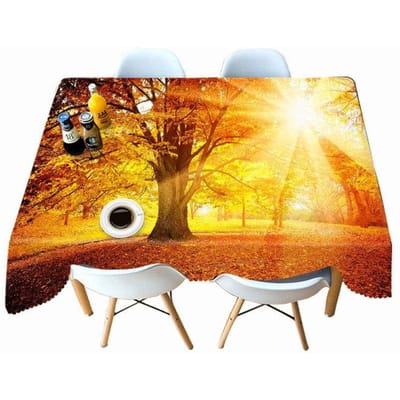Esdoornblad Landschap Zonsondergang Bos Tafelkleed Stofdicht Verdikken Katoen Rechthoekig Rond Tafelkleed Voor Bruiloft Picknick Feest 40 X 40CM