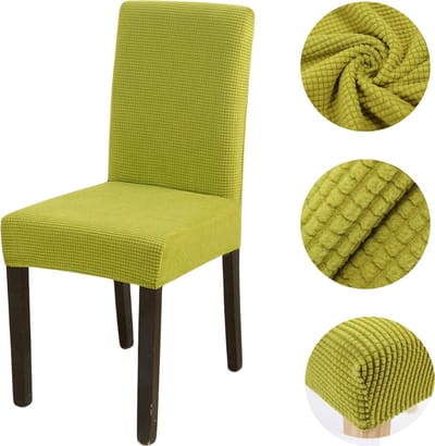 Winkrs - Stoelhoes voor Eetkamerstoel of Bureaustoel - Groen - Blokjes - Universele rekbare Hoes voor Stoelen