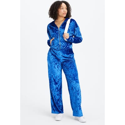 Fabletics Go-to Crushed Velour Wide Leg Pant Celeste Size: XS REG | Sweatpants Outlet | Dames | Blauw