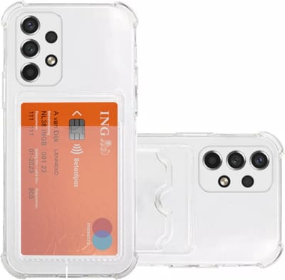 Lennexo Hoesje Met Pashouder Geschikt Voor Samsung A53 - Transparant Siliconen Hoesje - Shockproof Case