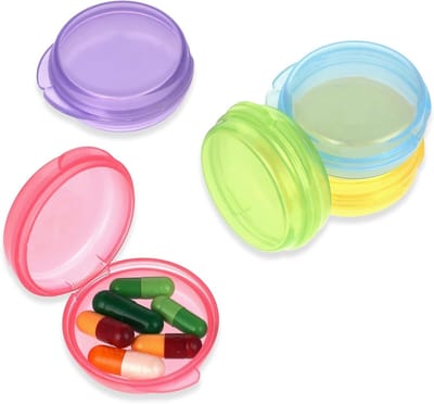 Mini Pillendoos Set van 5 - Draagbare Organizer voor Vitamines en Medicijnen - Ideaal voor Reizen en Opbergen van Cod Liver Oil (Geel)