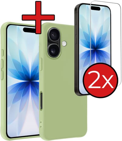 Hoesje - Met 2x Screenprotector - Geschikt voor Apple iPhone 17 - Sterk & Shockproof - Telefoon Hoes - Back Cover - Siliconen Case - Telefoonhoes - Groen