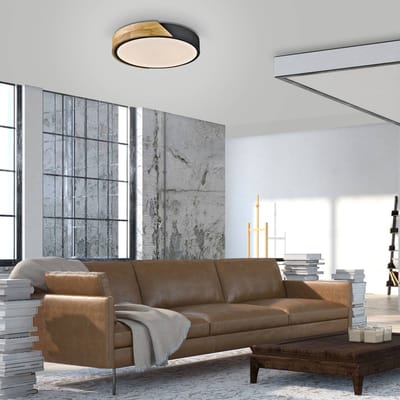 JUST LIGHT. GmbH JUST LIGHT. Bila plafondlamp, zwart, Ø 32 cm, hout