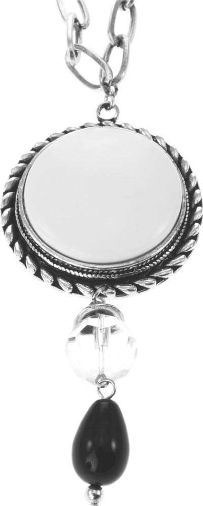 Behave - Lange ketting met grote hanger en zwarte kraal - Mode ketting