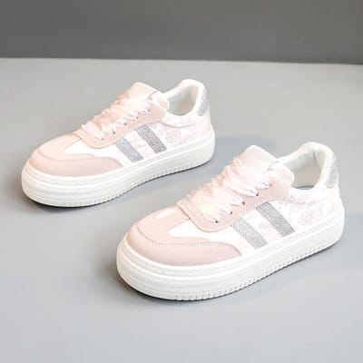 Printemps et Été Nouvelles Chaussures Décontractées Respirantes Mode Femme Polyvalent Assortiment de Couleurs Chaussures de Planche Étudiant Plateforme Chaussures Blanches 40 rose