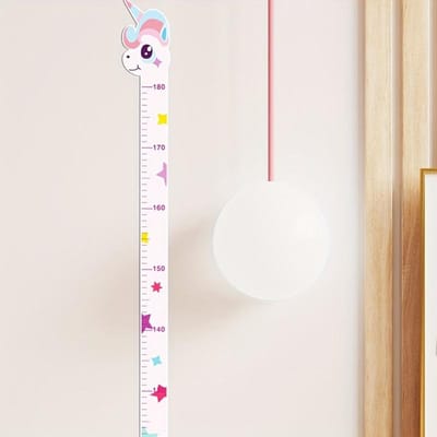 Adorable Autocollant Giraffe Jaune pour Mesurer la Taille - Facile à Décoller et Coller, Règle de Mesure de Croissance Colorée avec Queue