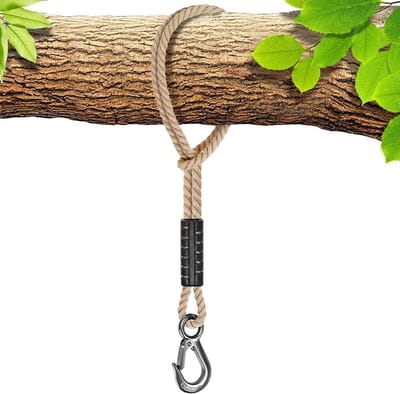 Hammock Swing Strap met Haak voor Bomen, Polyester Hangstoel Bevestigingsset tot 1134 kg, 10 mm Dikte, Off-White Kleur