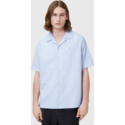 AllSaints Valmer Ss Shirt Shore Blue Größe: S | Casual hemden Outlet | Herren | Blau