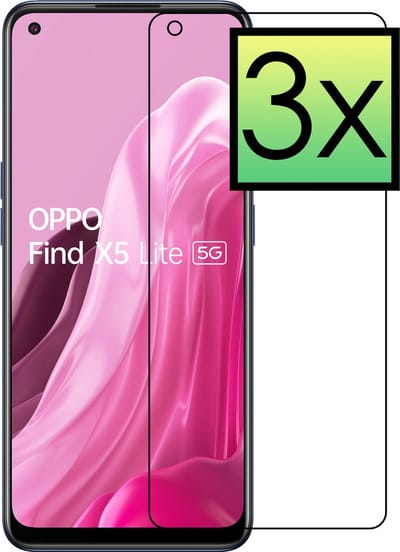 Screenprotector - 3 Stuks - Geschikt voor OPPO Find X5 Lite - Extra Sterk - Beschermglas - Gehard Glas - Tempered Glass - Screen Protector - Bescherm Cover