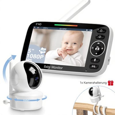 Sytifro babyfoon 5 inch- babyfoon met camera zonder wifi-nachtzicht-digitale encryptie-temperatuursensor- tweeweg audio-slaapliedjes-VOX-modus