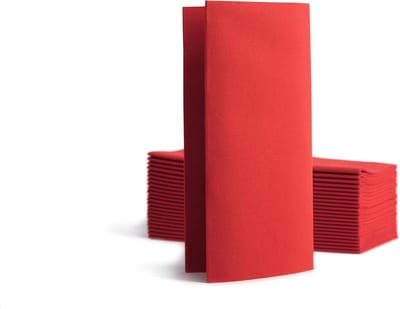 Airlaid 50 servetten, 1/8 vouwen op stof, hoogwaardige wegwerpservetten, 39x40cm, rood